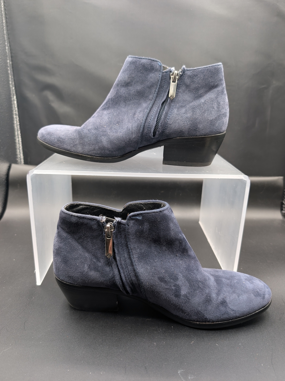 Sam Edelman Navy Suede Ankle Booties with Side Zipper